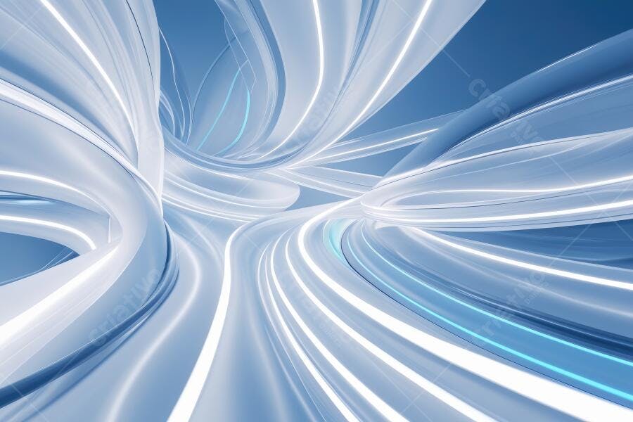 Fundo Abstrato Linhas Curvas Brancas Azuis Tecnologia