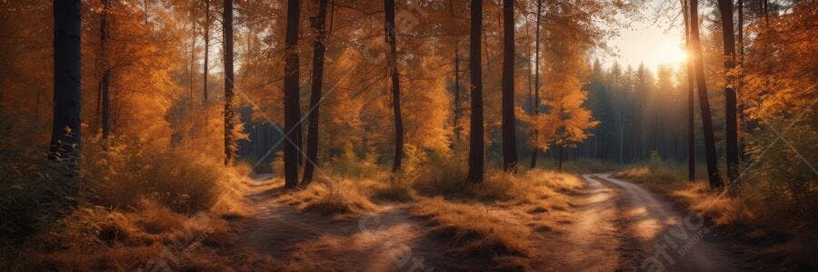 Foto Floresta Outono Caminho Sol Dourado Natureza