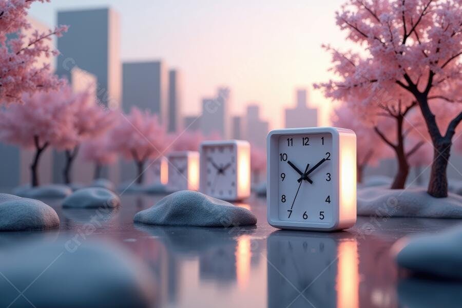 Foto Relógio Despertador Amanhecer Cerejeiras Cidade