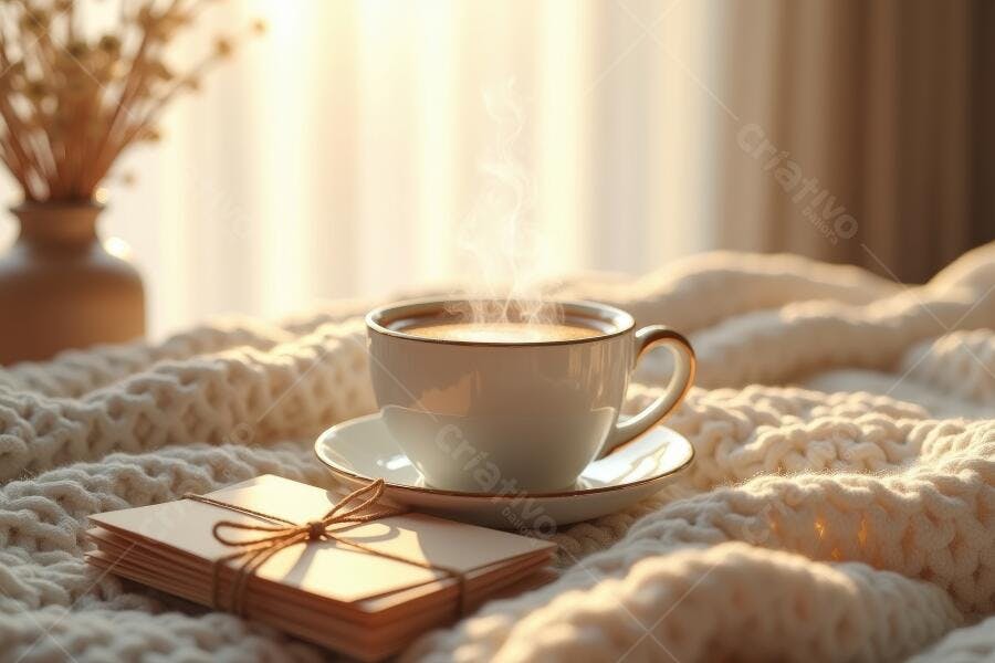 Foto Xícara de Café Quente Vapor Manhã Aconchegante