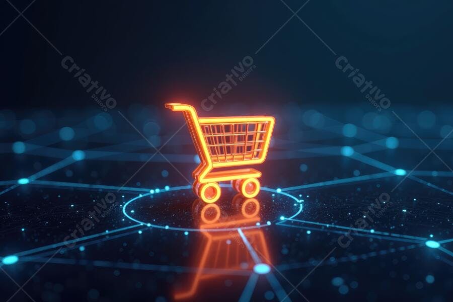 Foto Carrinho de Compras Neon Digital E-commerce Online