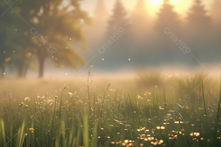 Foto Campo Verde Amanhecer Nevoeiro Luz Dourada Natureza