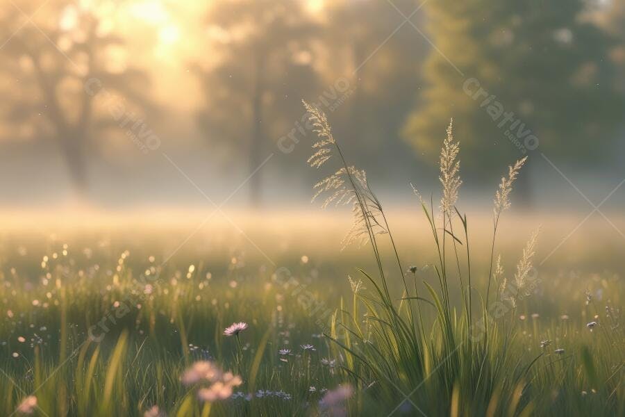 Foto Campo Relva Neblina Dourada Manhã Natureza