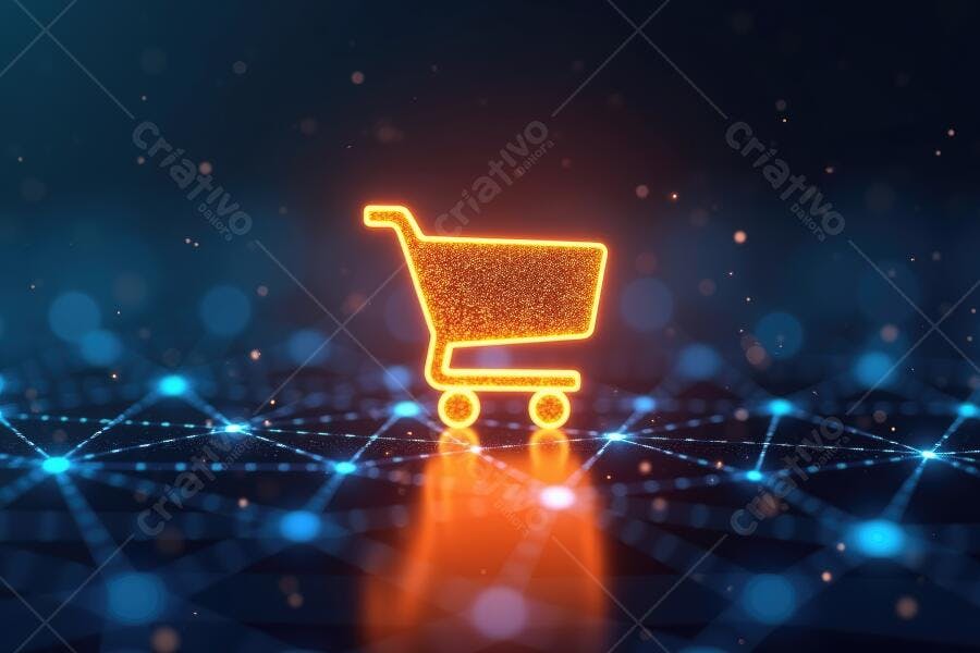 Foto Carrinho de Compras Digital Neon E-commerce Online