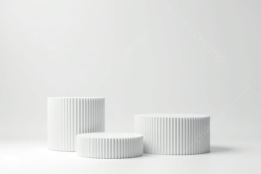 Foto Pódios Brancos Cenário Minimalista Exposição Produto
