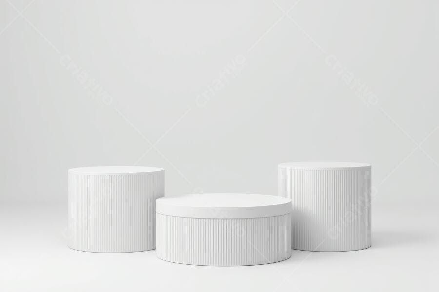 Foto Estúdio Pódios Brancos Cenário Minimalista Exposição Produto