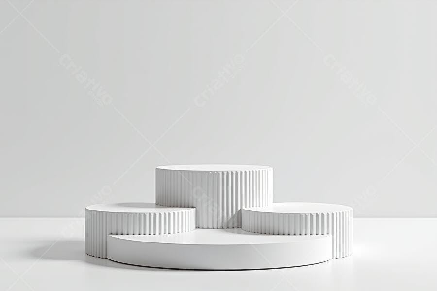 Foto Produto Pódios Brancos Geométricos Minimalistas Estúdio