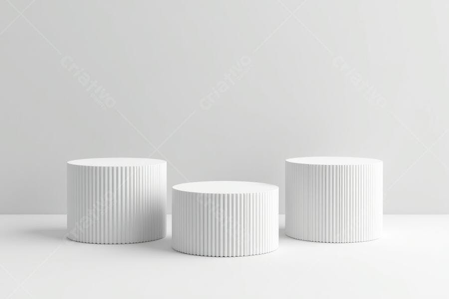 Foto Pódios Brancos Cenário Minimalista Exposição Produto