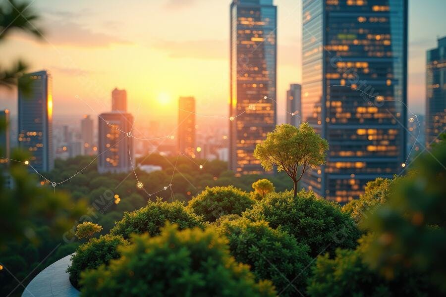 Foto Cidade Sustentável Arranha-céus Pôr do Sol Natureza Urbana