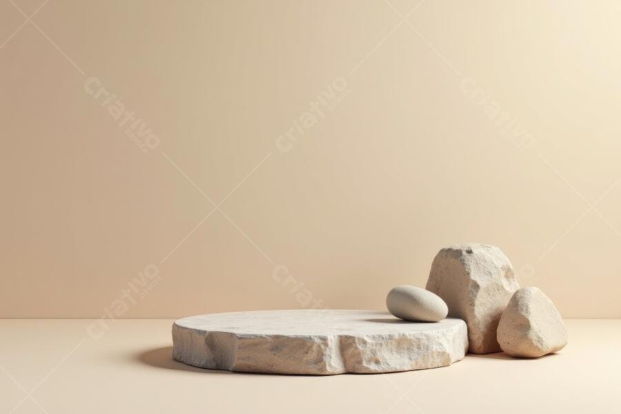 Foto Pedestal de Pedra Natural Fundo Bege para Produto