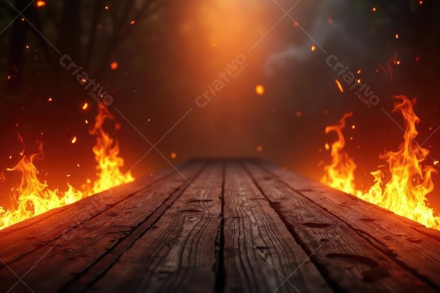 Foto Fundo Madeira Chamas Fogo Intenso Escuro