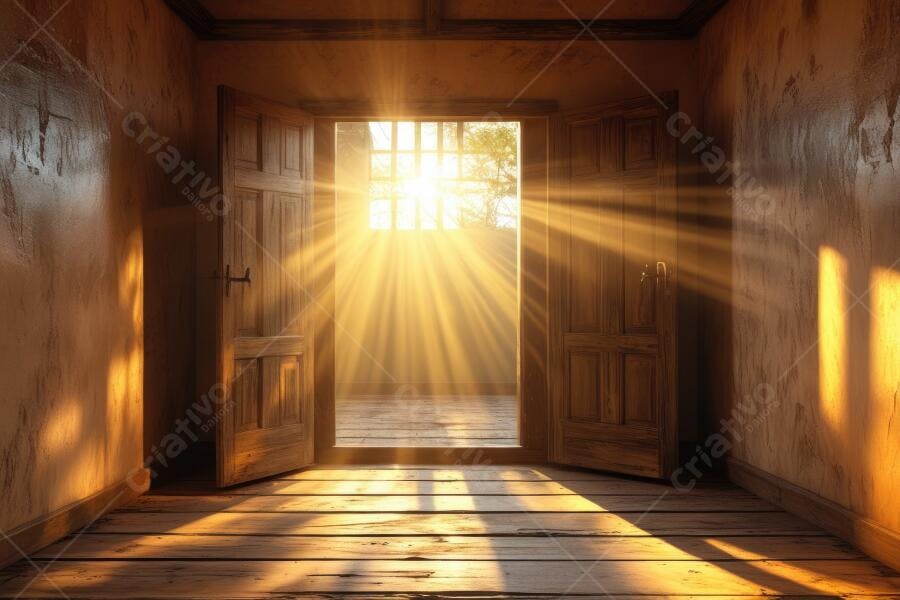 Foto Porta Aberta Luz Solar Brilhante Esperança Renovação