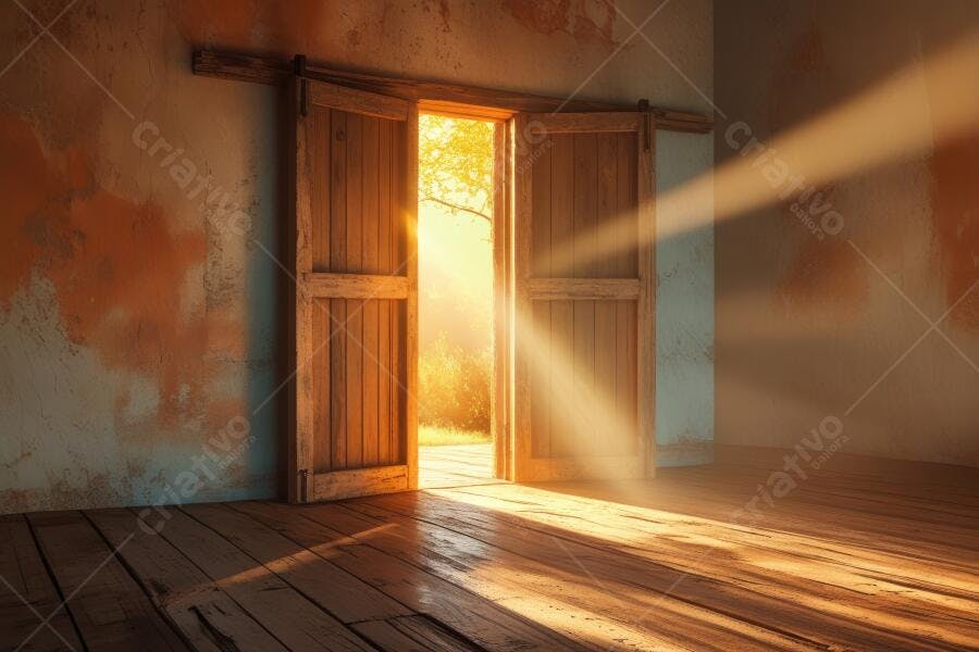 Foto Porta Aberta Luz Solar Entrando Ambiente Rústico