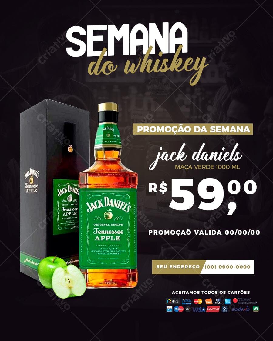Post Instagram Semana do Whisky Jack Daniels PSD Editável