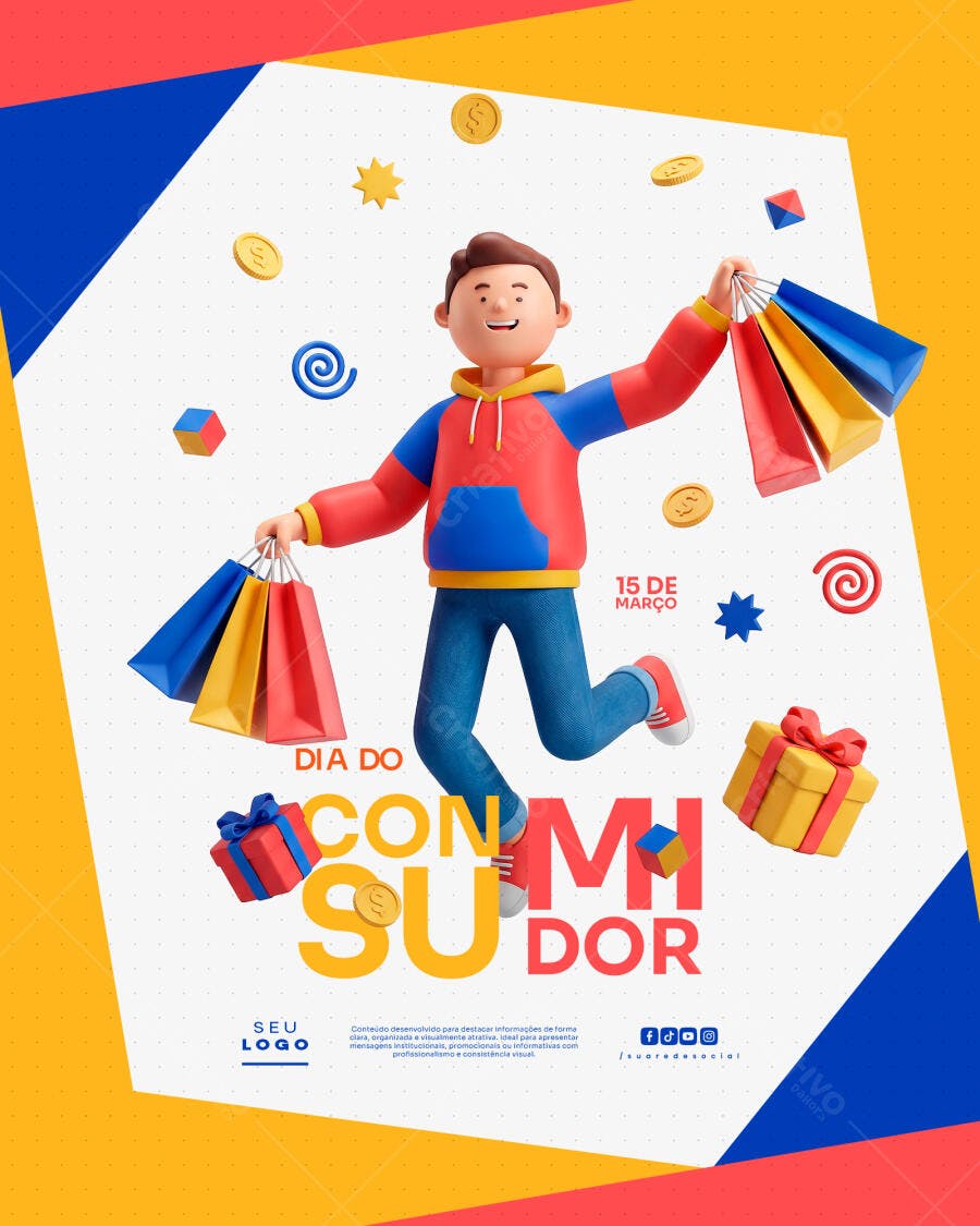 Flyer Dia do Consumidor 15 de Março Loja Varejo PSD Editável