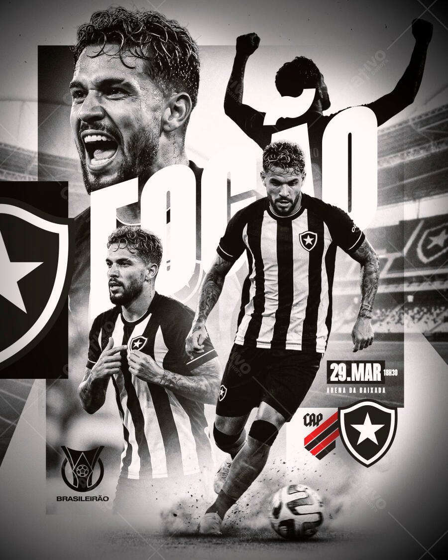 Post Futebol Botafogo Brasileirão PSD Editável