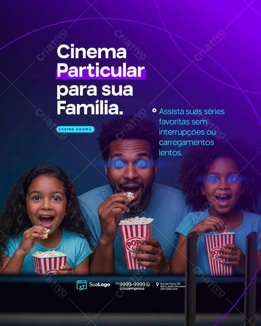 Post Instagram Cinema Particular Família PSD Editável