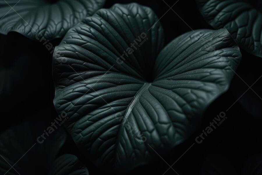Foto Folha Verde Escura Textura Natural Fundo Preto Botânica