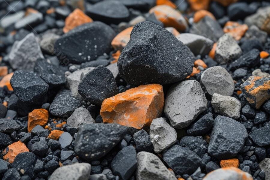 Foto Pedras Vulcânicas Cinzas e Laranjas Detalhe Textura