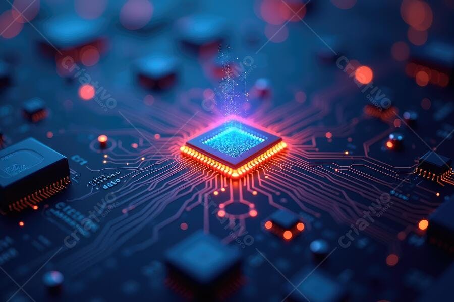 Foto Placa de Circuito Processador Brilhante Tecnologia Digital