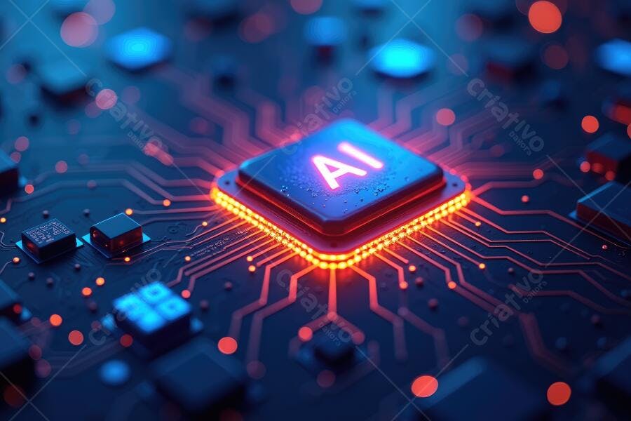 Foto Chip de Inteligência Artificial AI Placa Mãe Tecnologia