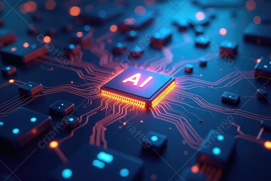 Foto Chip Inteligência Artificial Placa de Circuito Tecnologia