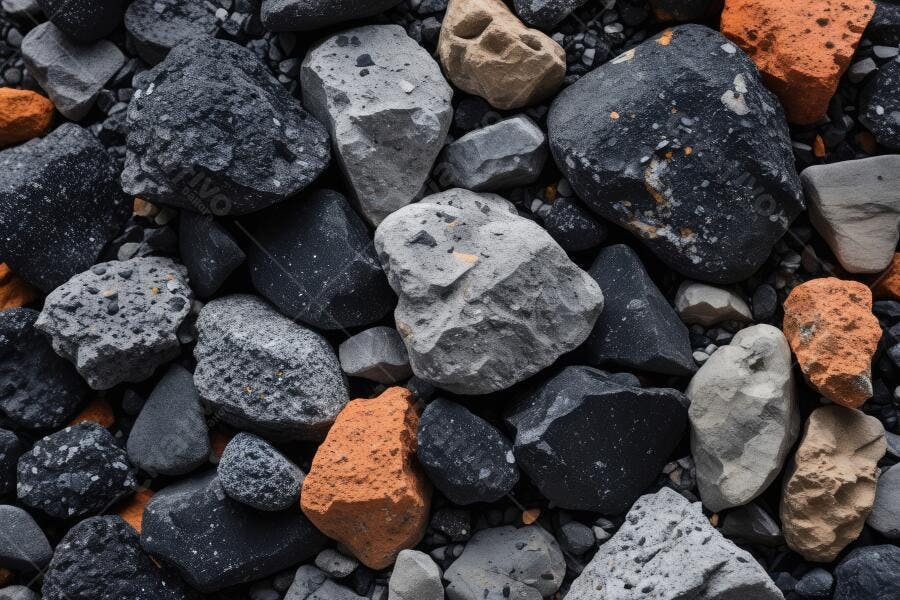 Foto Pedras Vulcânicas Cinzas e Laranjas Textura Natural