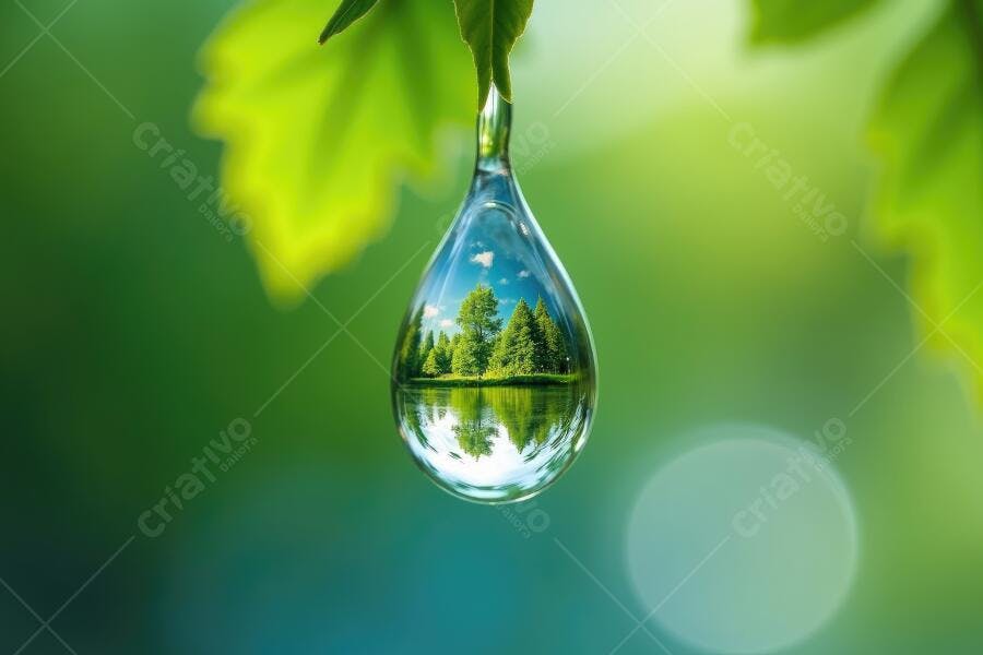 Foto Gota de Água Folha Verde Reflexo Floresta Natureza