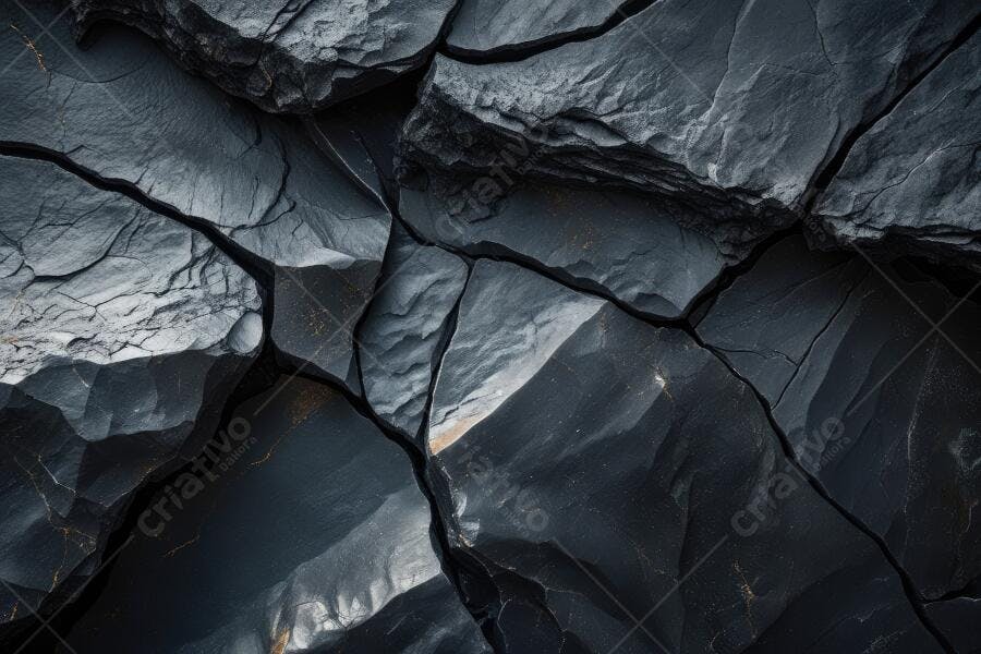 Foto Textura Rocha Vulcânica Escura com Rachaduras Naturais
