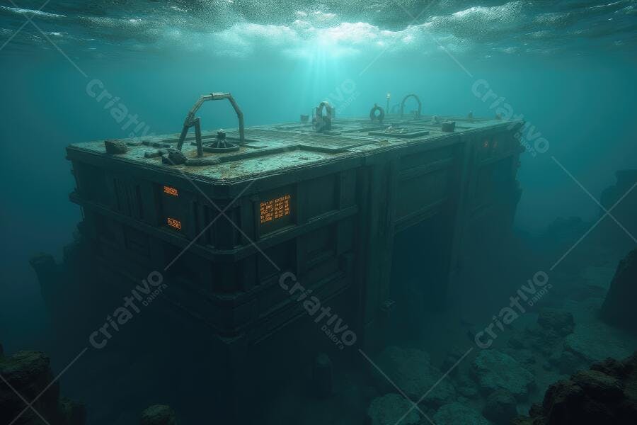 Foto Estrutura Subaquática Antiga Misteriosa Mar Profundo