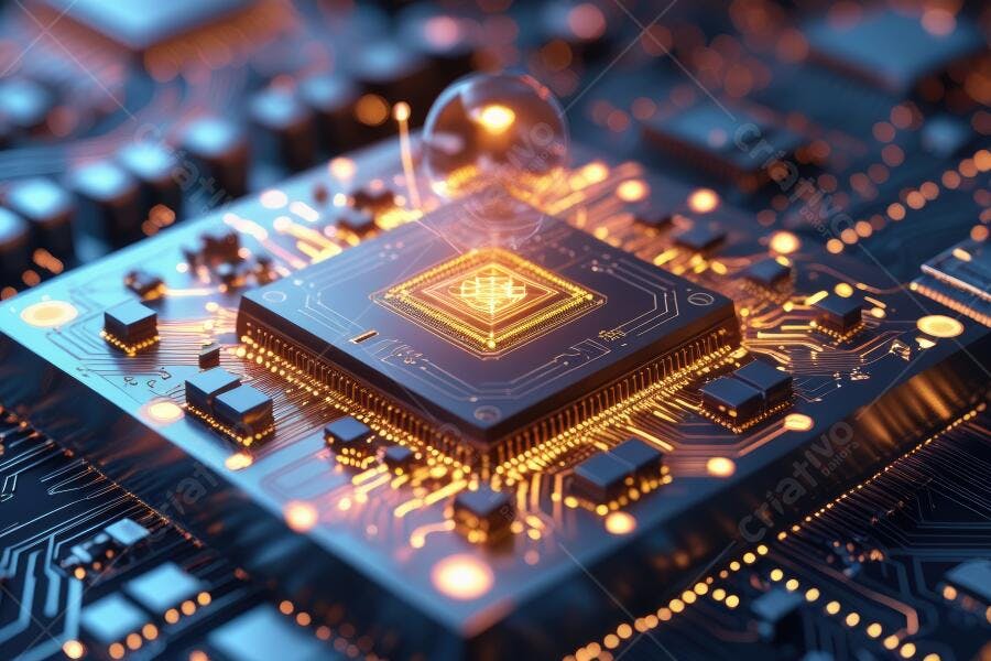 Foto Placa de Circuito Processador Computador Tecnologia Digital