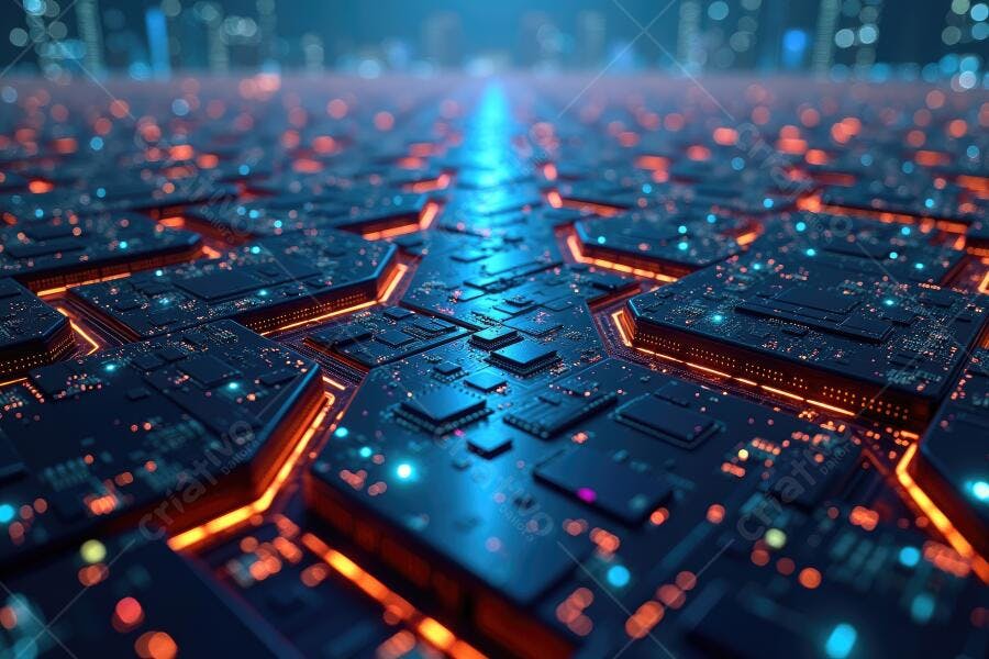 Foto Placa de Circuito Eletrônico Abstrata Tecnologia Digital