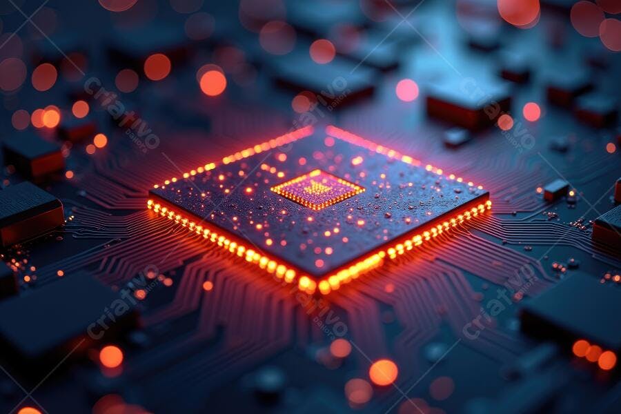 Foto Microchip Processador Brilhante Placa de Circuito Tecnologia