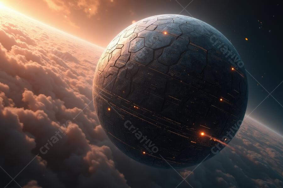Foto Planeta Futurista Orbitando Terra Espaço Sideral