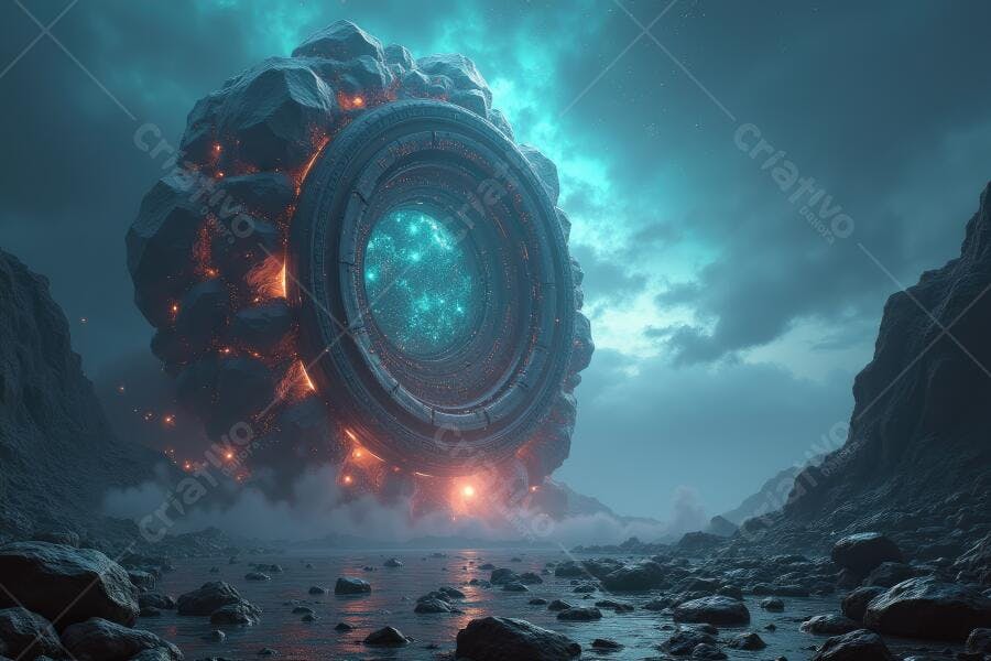 Foto Objeto Alienígena Tecnologia Futurista Paisagem Noturna