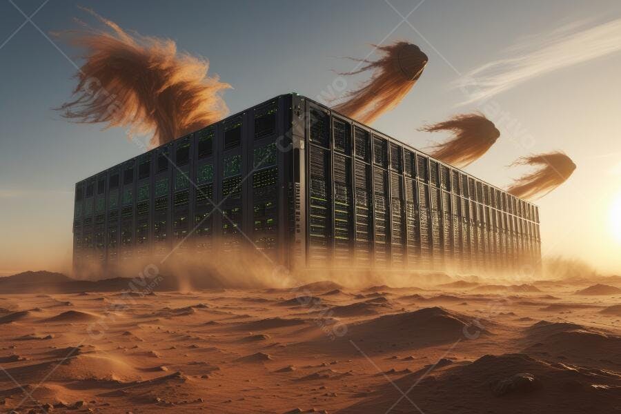 Foto Centro de Dados Deserto Tempestade de Areia Pôr do Sol
