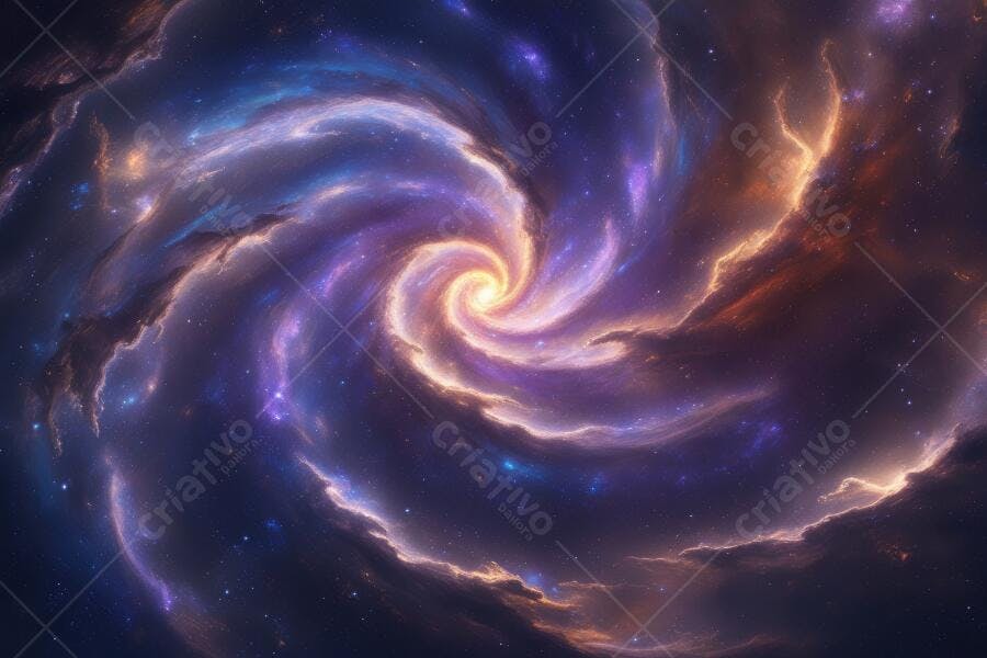 Foto Nebulosa Espiral Galáxia Roxo e Laranja Espaço Sideral