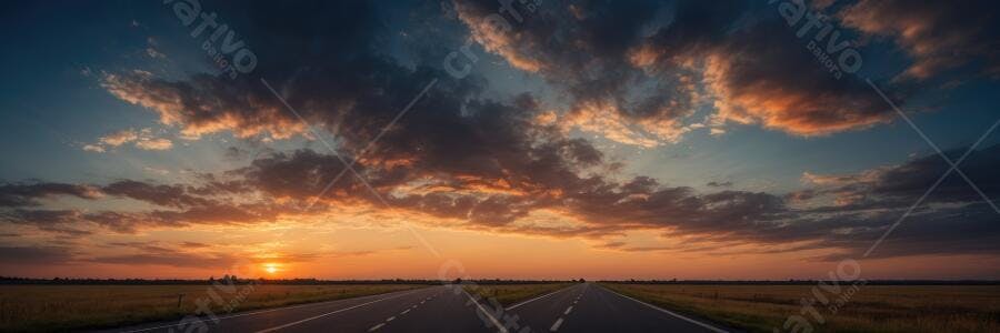 Foto Estrada Dupla Pôr do Sol Céu Nublado Campo Aberto