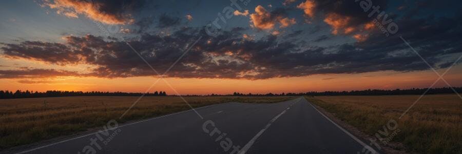 Foto Estrada Vazia Pôr do Sol Céu Alaranjado Nuvem