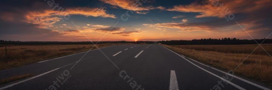 Foto Estrada Vazia Pôr do Sol Céu Alaranjado Paisagem