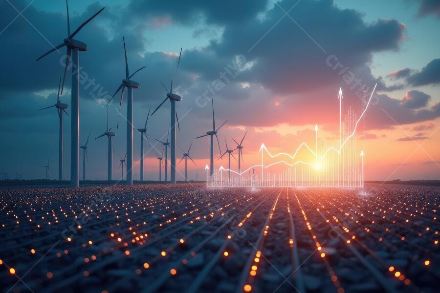 Foto Energia Eólica Gráfico Crescimento Financeiro Digital