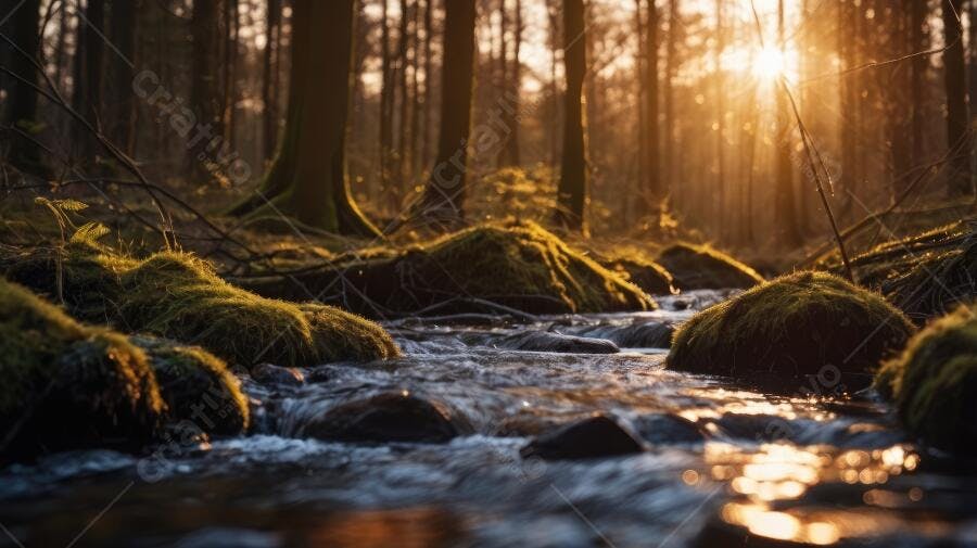 Foto Riacho Floresta Raio de Sol Dourado Natureza