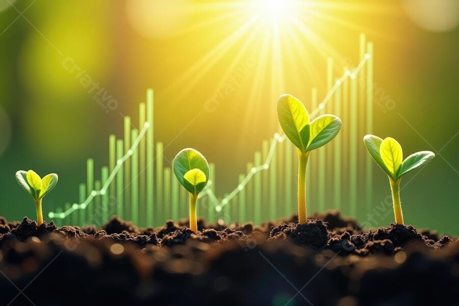 Foto Crescimento Financeiro Plantas Brotos Gráfico Ascendente