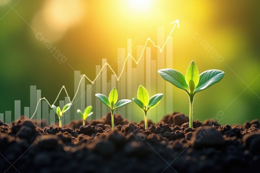 Foto Mudas Crescendo Gráfico Financeiro Sol Nascente