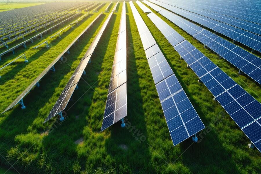 Foto Painéis Solares Campo Verde Energia Renovável Sustentável