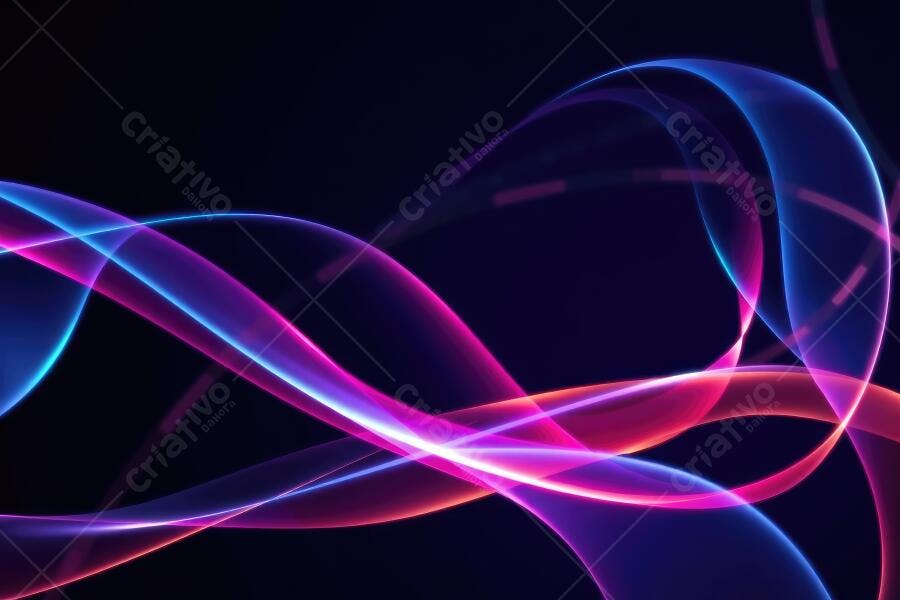 Abstrato Linhas Onduladas Neon Azul Roxo Rosa Fundo Escuro