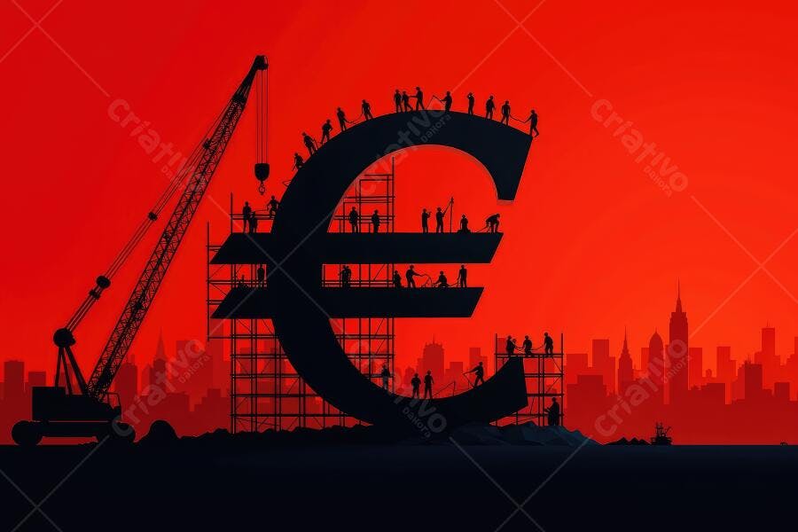 Foto Silhueta Símbolo Euro Construção Pessoas Trabalhando