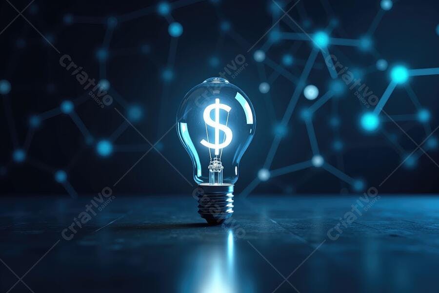 Foto Lâmpada Símbolo Dólar Ideia de Negócio Financeiro