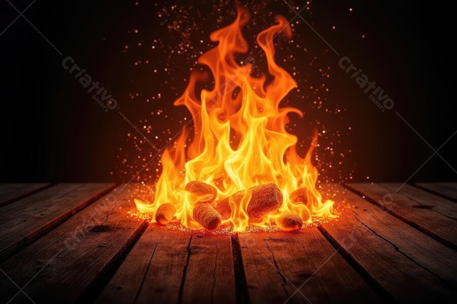 Foto Fogo Chamas Carvão Quente em Madeira Escura