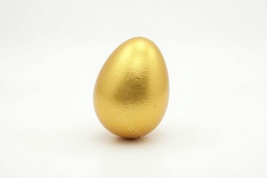 Foto Ovo Dourado Fundo Branco Minimalista Páscoa